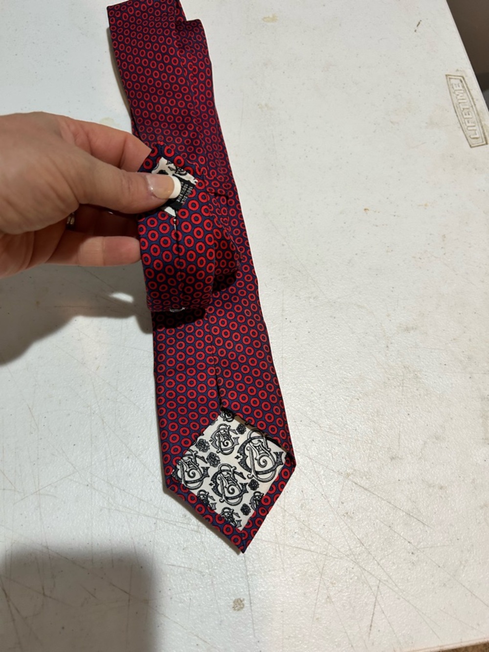 Classic Men's Red Geometric Silk Tie Phish donuts - Picture 2 of 2